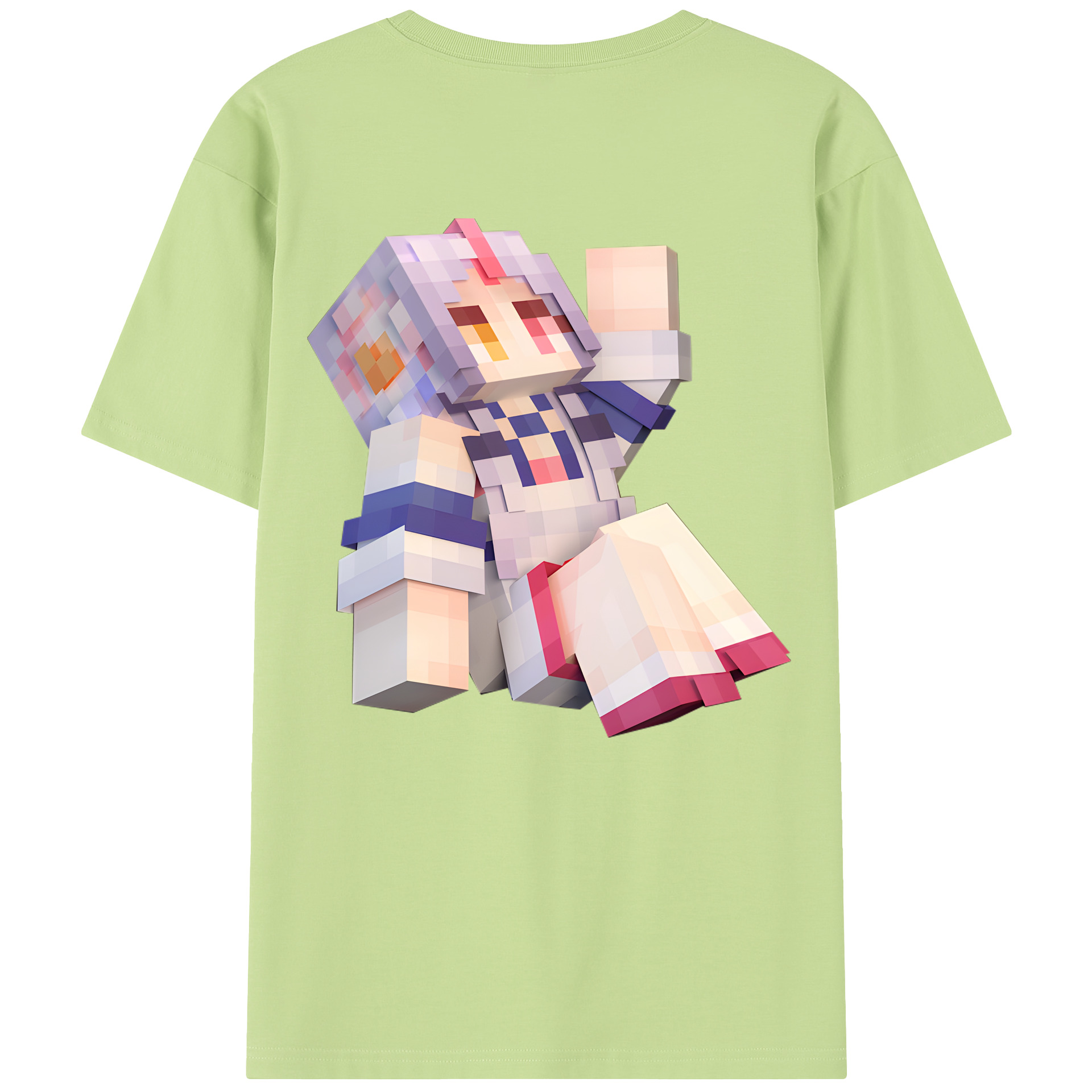 （画像用） マインクラフト ブロックの世界 Minecraft MC Block world 綿100％半袖Tシャツ（背面プリント）